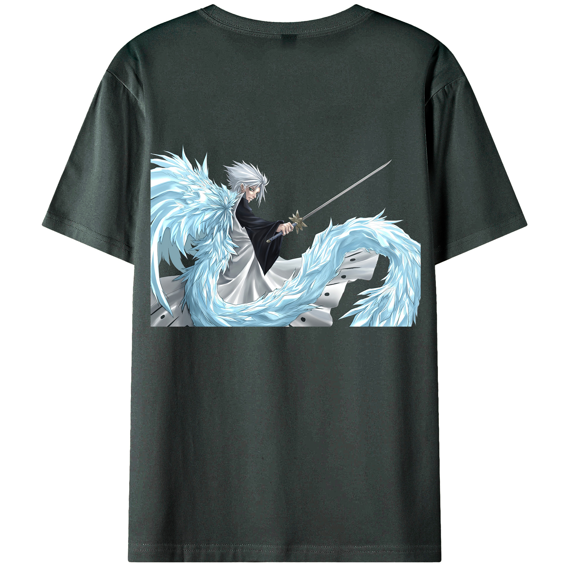 （画像用） ブリーチ 日番谷冬獅郎（ひつがや とうしろう） BLEACH Hitsugaya Toushirou 綿100％ メンズ半袖Tシャツ（バックプリント） 通気性